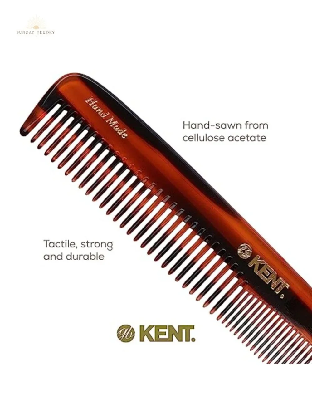 Large Handmade Hair Comb Cellulose Acetate Saw-Cut Detangler Wet Dry Grooming